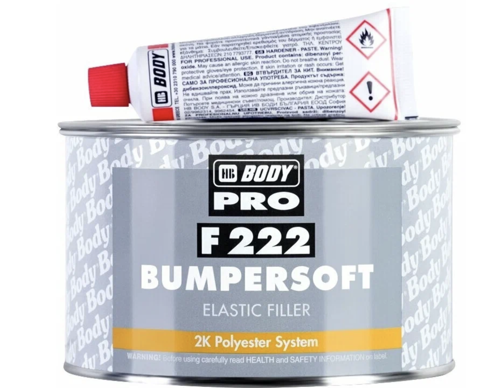 BODY F222 BUMPERSOFT 2К Шпатлевка по пластику (0.25 кг) черный
