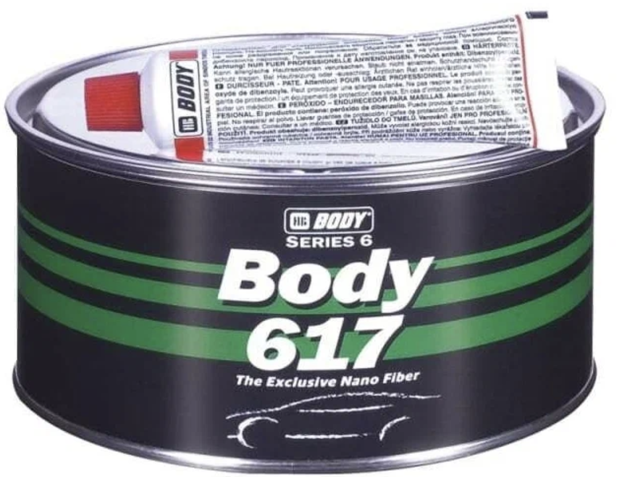BODY PROLINE 617 Шпатлевка с укороченным стекловолокном 2К (0.5 кг) зел.