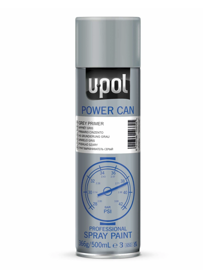 U-POL грунт праймер выравниватель POWER CAN (500мл) серый аэрозоль
