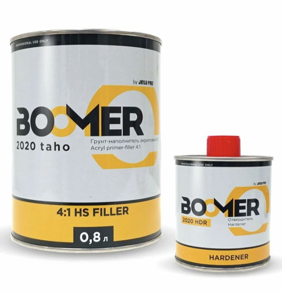 Boomer Грунт наполнитель Taho 4+1 акриловый+отвердитель. Белый. 2020/1 0,8+0,2л/6шт