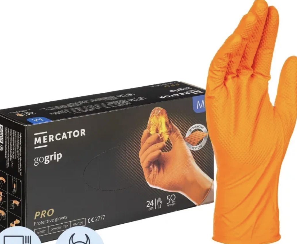Перчатки Mercator (25 пар) оранжевые XL